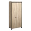 GAUTIER Armoire 2 portes battantes à serrure, 3 étagères, L80 x H187 x P46. Finition Chêne sonoma-Noir photo du produit