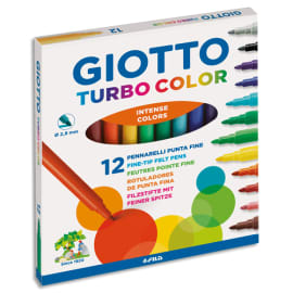 GIOTTO Etui 12 feutres de coloriage Turbo Color. Pointe moyenne. Coloris assortis. photo du produit