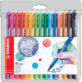 STABILO pointMax stylo-feutre pointe moyenne (0,8 mm) - Pochette de 15 stylos-feutres - Coloris assortis photo du produit