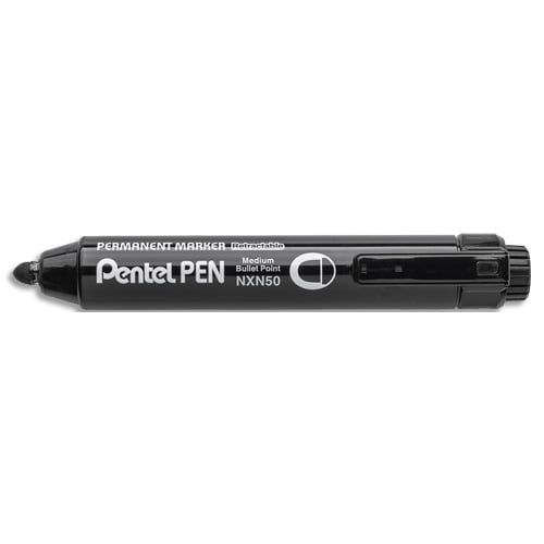 PENTEL Marqueur NXN50 permanent rétractable noir. Corps large. Pointe ogive 6 mm, trait 1,3mm. photo du produit Principale L