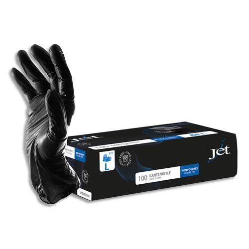 Boîte de 100 gants Vinyles non poudrés Taille 7/S. Coloris noir photo du produit Principale L