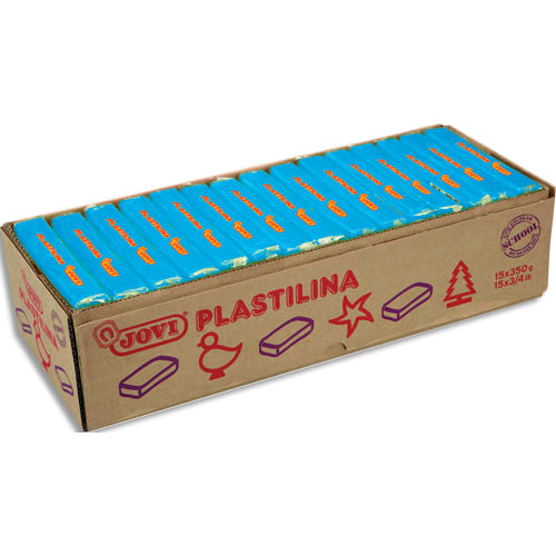 JOVI Plastilina, boîte de 15 x 350 grammes de pâte à modeler végétale couleur bleu photo du produit Principale L