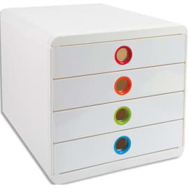 EXACOMPTA Module de classement Pop-Box, 4 tiroirs. Dim (lxhxp) : 27,8 x 26,7 x 34,7 cm. Blanc/Arlequin photo du produit