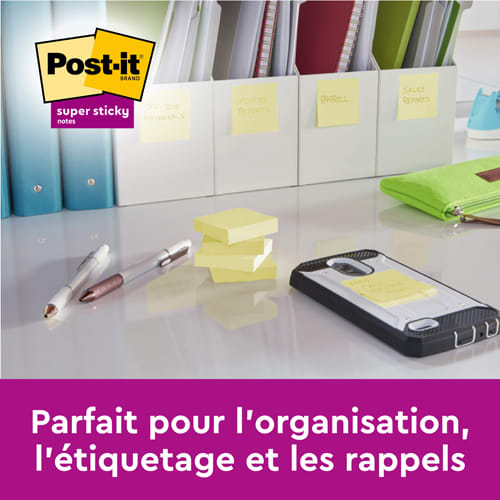 Notes Post-it jaune - 76 x 76 mm - lot de 12 blocs de 100 feuilles pas cher