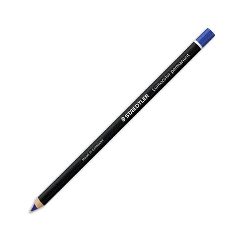 STAEDTLER Boïte de 12 crayons marqueur à sec permanent, toutes surfaces, coloris Bleu GLASOCHROM photo du produit Principale L