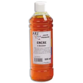 ART PLUS Flacon de 500ml d'encre &agrave; dessiner Jaune. Couleurs intenses, totalement aquarellable, fusante photo du produit
