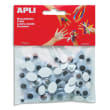 APLI Sachet de 100 yeux adhésifs ovales Noir sans cil diamètres assortis photo du produit