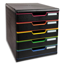 EXACOMPTA Module de classement 5 tiroirs format A4+ Dimensions L28,8 x H32 x P35 cm Noir/Arlequin photo du produit