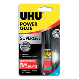 UHU Colle super gel en tube de 3 gr. Répare et colle fortement et rapidement. Pour les surfaces poreuses photo du produit