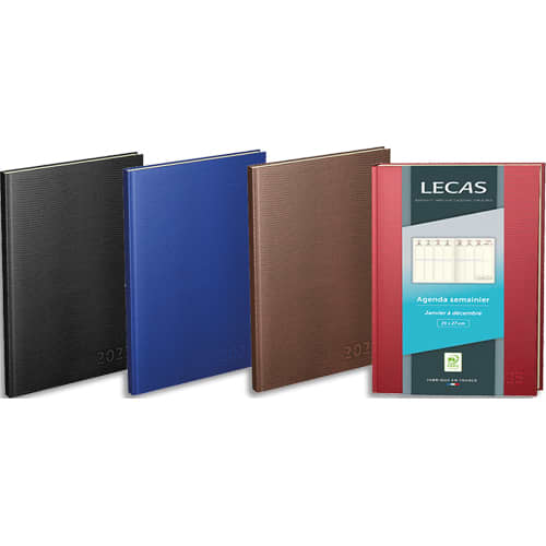 LECAS Agenda LEZARD Janvier à Décembre 2024, 21x27cm assortiment Noir / Marron / Rouge / Bleu photo du produit Principale L