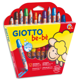 GIOTTO BE-BE Etui de 12 crayons de couleur BE-BE maxi bois + taille-crayons, mine large 7 mm photo du produit