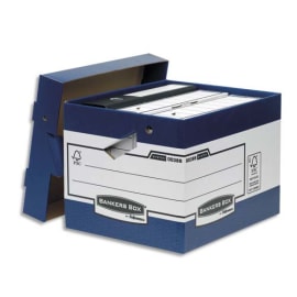 BANKERS BOX Caisse multi-usage ergonomique. Dim: 33,5x29,2x40,4 cm, montage automatique. Carton recyclé photo du produit