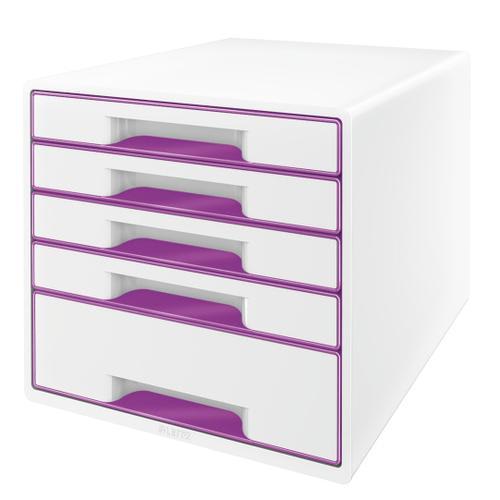 LEITZ Module de classement WOW, 4 petits + 1 grand tiroirs - Dim: L36,3 x H27 x P28,7 cm. Coloris Violet photo du produit Principale L