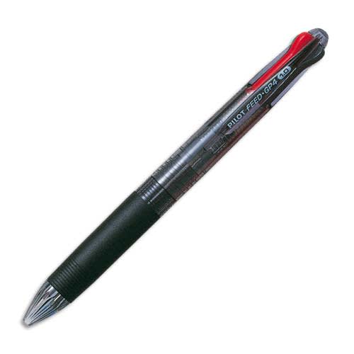 PILOT Stylo bille 4 couleurs (Noir, Bleu, Rouge, Vert), translucide, coloris aléatoire Bleu, Gris, Rouge photo du produit Principale L