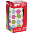 APLI KIDS Boîte de 900 gommettes en rouleau forme fleurs 20mm, couleurs assorties (bleu, rose, et vert) photo du produit