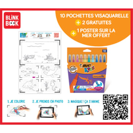 BIC KIDS Visaquarelle x10 couleurs : 10 pochettes + 2 offertes + 1 poster animé + 1 fiche sur les océans photo du produit