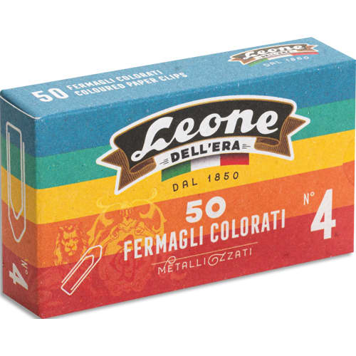 LEONE DELL'ERA Boîte de 50 attaches-lettres couleurs 32 mm N°4. Bout chevron. En métal photo du produit Principale L