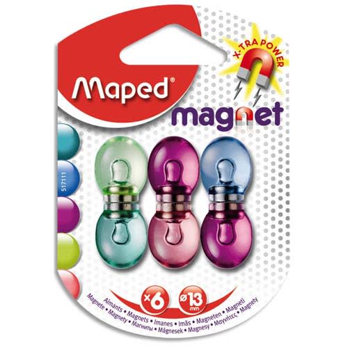 MAPED 6 aimants translucides bleu violet rose et jaune photo du produit