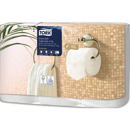 TORK Paquet de 6 rouleaux Papier toilette Traditionnel Extra doux Premium 4 plis 153 feuilles Ecolabel photo du produit Principale L