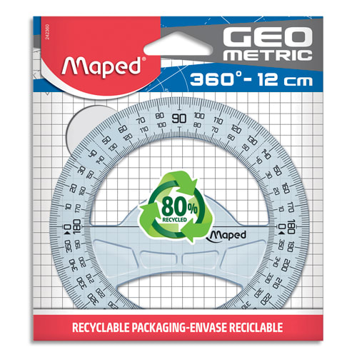 Rapporteur circulaire 360° Diamètre 12 cm Maped Geometric - Règles équerre  et rapporteurs - Achat & prix