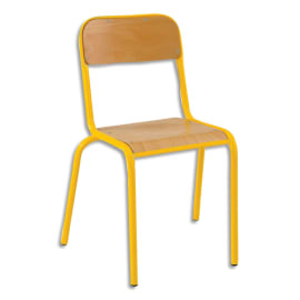 SODEMATUB Lot de 4 chaises scolaire ALEXIS, hêtre, assise 35 x 36 cm, haut.assise 43 cm, taille 5, jaune photo du produit