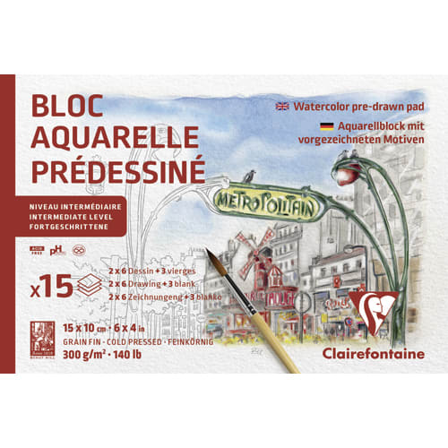 CLAIREFONTAINE Bloc prédessiné PARIS post cards 15F (2Fx6 designs) 300g 10x15cm photo du produit Principale L