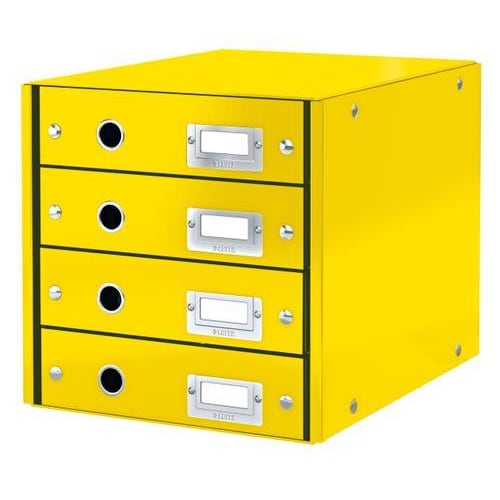 LEITZ Module de classement 4 tiroirs WOW en carton recouvert de polypropylène. Coloris Jaune photo du produit Principale L