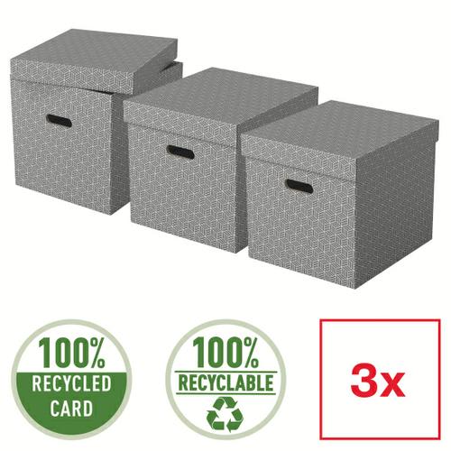 ESSELTE Boîte de rangement/cadeau, lot de 3, format cube, gris, 628289 photo du produit Secondaire 1 L