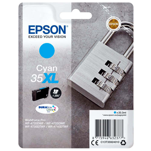 EPSON Cartouche Jet d'Encre DURABrite Ultra Cyan XL ''Cadenas'' 35 (T3592) - C13T35924010 photo du produit Principale L