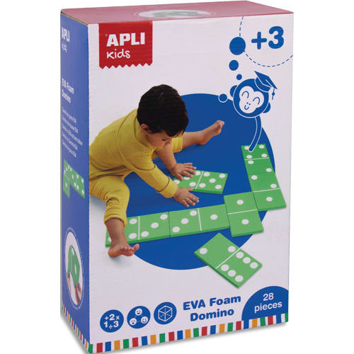 APLI KIDS Jeu de société Domino en mousse EVA, pièces taille XXL  (180x100x9mm), coloris vert et blanc