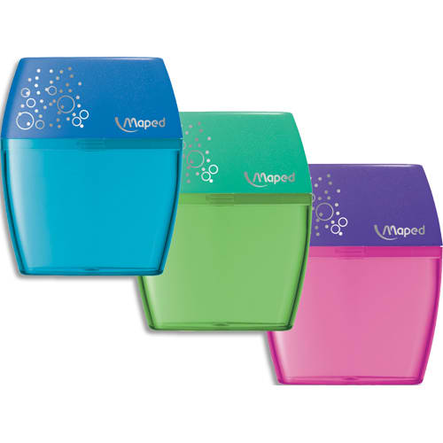 MAPED Taille-crayons Shaker 2 trous - coloris Vert, Bleu, Rose photo du produit