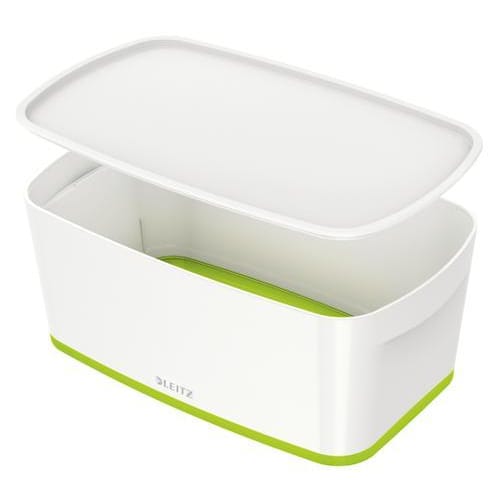 LEITZ Boîte MYBOX small avec couvercle en ABS. Coloris Blanc fond Vert photo du produit Principale L