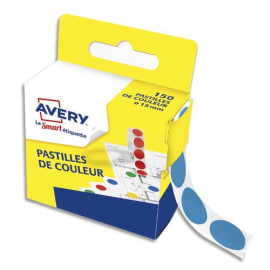 AVERY Boîte distributrice de 150 pastilles adhésives Ø15 mm. Coloris Bleu. photo du produit