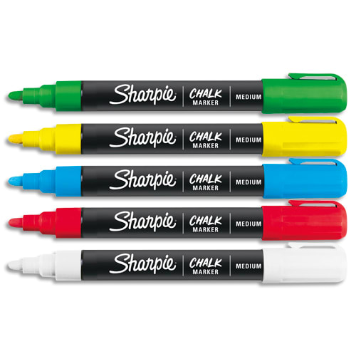 SHARPIE Blister de 5 marqueurs SHARPIE Chalk White, pointe ogive moyenne. Coloris assortis photo du produit Principale L