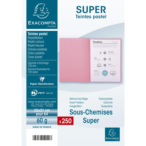 EXACOMPTA Paquet de 250 sous-chemises SUPER 60 en carte 60 grammes coloris Rouge photo du produit Secondaire 3 L