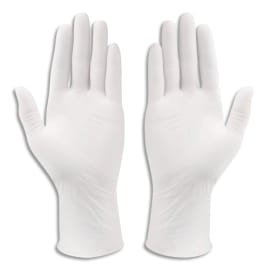 Gants en latex non poudrés non stériles, ambidextres. Bout du doigt texturé. Couleur Blanc. Taille S photo du produit