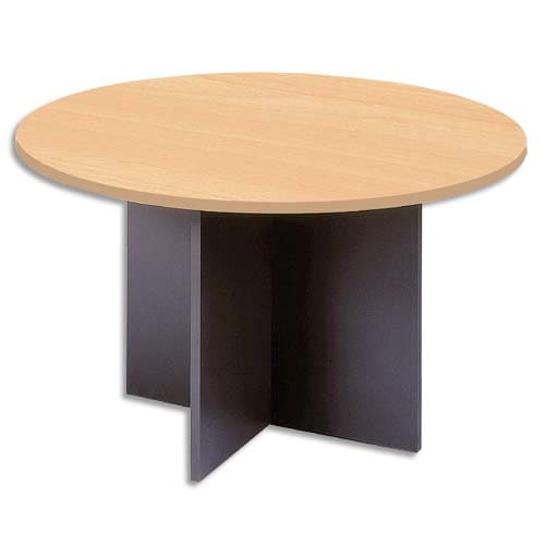 MT INTERNATIONAL Table ronde de réunion MT3 Confort pieds panneaux croix D120 x H76 cm Hêtre anthracite photo du produit Principale L