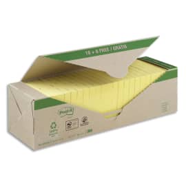 POST-IT Pack avantages Notes Post-it® Recyclées Jaunes 76x76 mm, 100 feuilles, 18 blocs + 6 offerts. photo du produit