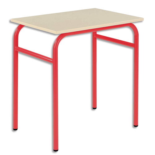 SODEMATUB Lot de 4 tables scolaire MONOPLACE, hêtre, plateau 70 x 50 cm, hauteur 64 cm, taille 4, rouge photo du produit Principale L