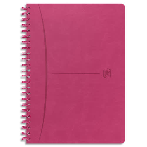 OXFORD Carnet SIGNATURE format A5 couverture souple à spirale 160 pages lignées 7mm. Coloris fuchsia photo du produit Principale L