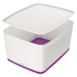 LEITZ Boîte MYBOX medium avec couvercle en ABS. Coloris Blanc fond Violet photo du produit