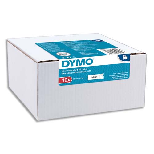 DYMO Pack de 10 rubans D1 Noir/Blanc 19 mm x 7 m 2093098 photo du produit Principale L