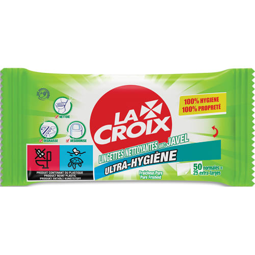 LA CROIX Paquet de 50 lingettes multi-usages nettoyantes et désinfectantes avec javel photo du produit Principale L