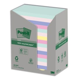 POST-IT® Notes Beachside 76 x 76 mm. Lot de 6 blocs, 100 F. Ass : vert,  bleu, jaune, orange, rose.