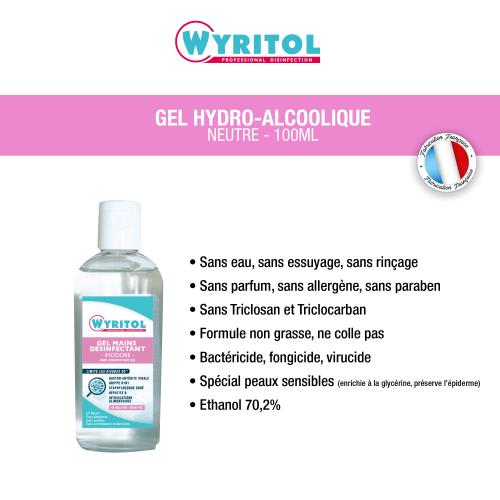 WYRITOL Flacon 100 ml Gel hydro-alcoolique pour les mains sans parfum photo du produit Secondaire 1 L