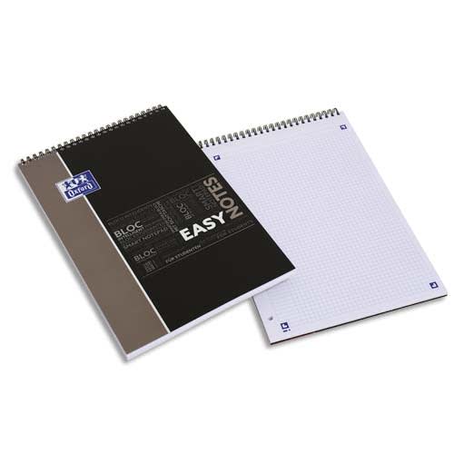 Bloc-Notes Oxford EasyNotes Spirales Format A4+ 160 Pages Petits Carreaux  Polypro - MaxxiDiscount