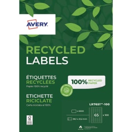 AVERY Boîte de 6500 étiquettes adresse Laser recyclées Blanc 38,1 x 21,2 mm LR7651-100 photo du produit