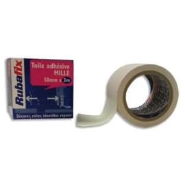 RUBAFIX Toile adhésive MILLE, plastifiée et imperméable, rouleau de 50mmx 3m Blanc photo du produit