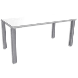 SIMMOB Bureau droit 4 pieds + raidisseur passe-câbles EXPRIM L160 x H72,5 x P80 cm Blanc perle aluminium photo du produit