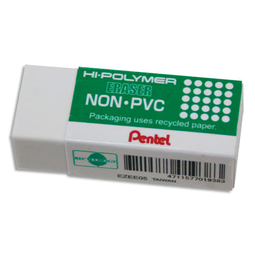 PENTEL Mini gomme blanche HI.POLYMER ERASER, format poche. Sans PVC, sans phtalates ni latex. photo du produit Principale L